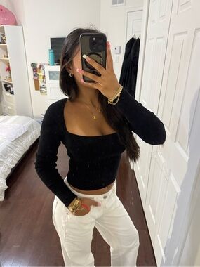 Long Sleeve Square Neck Top